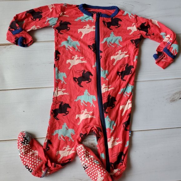 Kickee pants flag red cowboys 3/6 footie - Picture 1 of 1